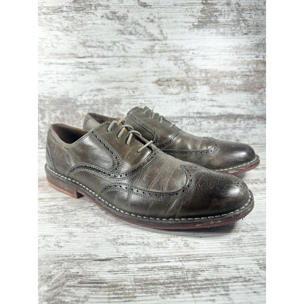 Men's Sebago Brattle Charcoal Gray Leather Wingtip Oxfords Sz 12D EUC!